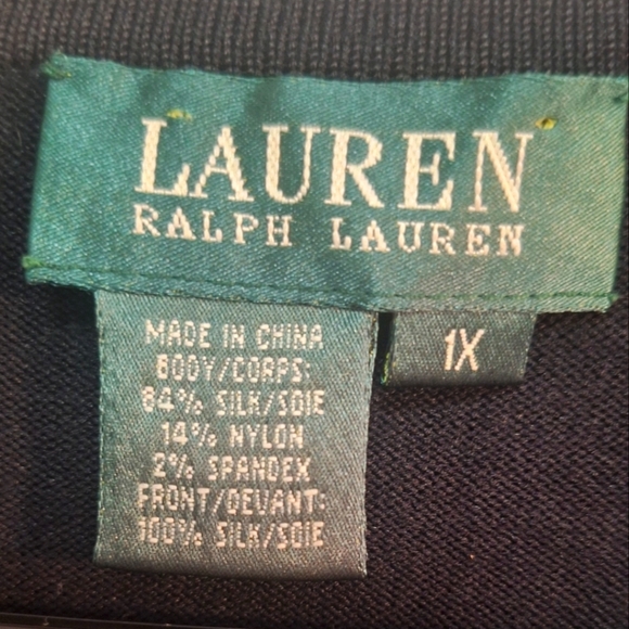 Ralph Lauren Black and White Polka Dot Womens Cardigan Pearl Button Silk Size 1X - Picture 5 of 7